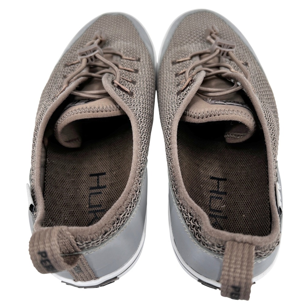 Huk Brewster Mens Fishing Deck Shoe Brown Grey Mesh Bungee Lace Size 12 - Picture 6 of 7